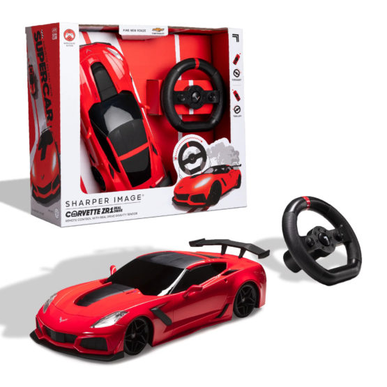 Sharper Image RC Chevrolet Corvette ZR1, 2.4 GHZ Remote Control Sports Car with Gravity Sensor Steering, 1:16 Scale Model with LED Lights