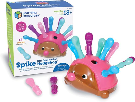 Learning Resources Spike The Fine Motor Hedgehog Pink – 14 Pieces, Ages 18+ months Fine Motor and Sensory Toy, Educational Toys for Toddlers, Montessori Toys