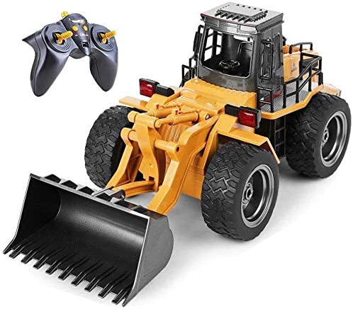 Top Race 6 Channel Full Functional Front Loader Tractor, RC Remote Control Construction Toy Tractor with Lights & Sounds 2.4Ghz (TR-113G)