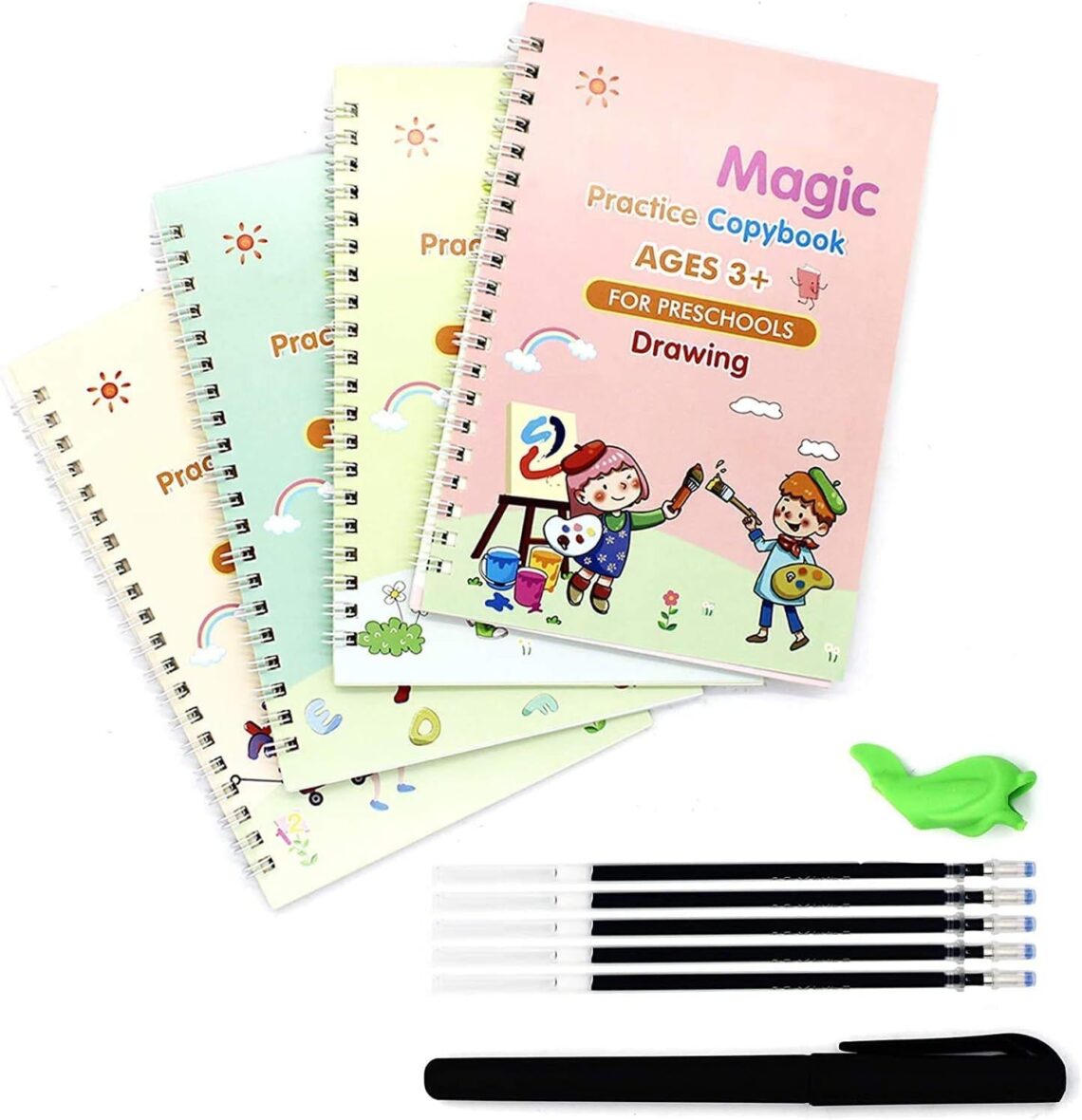 Magic Practice Copybook for Kids, Number Tracing Book for Preschoolers, Magic Calligraphy Copybook Set Practical Reusable Writing Tool