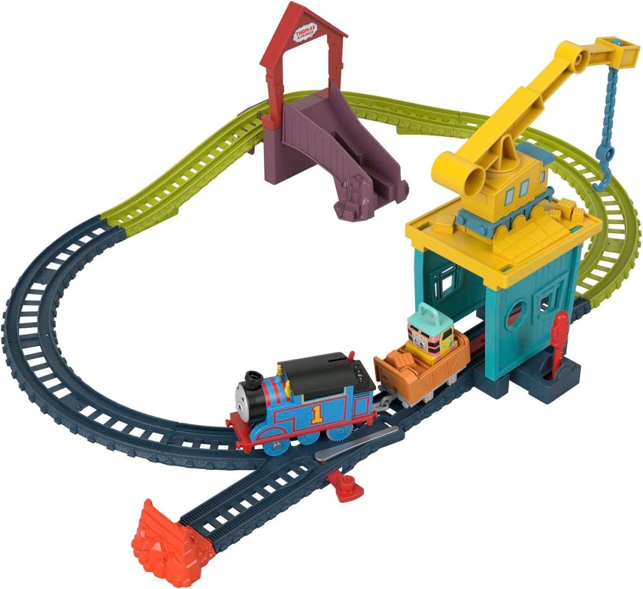 Thomas & Friends Motorized Toy Train Set Fix ‘Em Up Friends With Carly The Crane, Sandy The Rail Speeder & Thomas For Ages 3+ Years