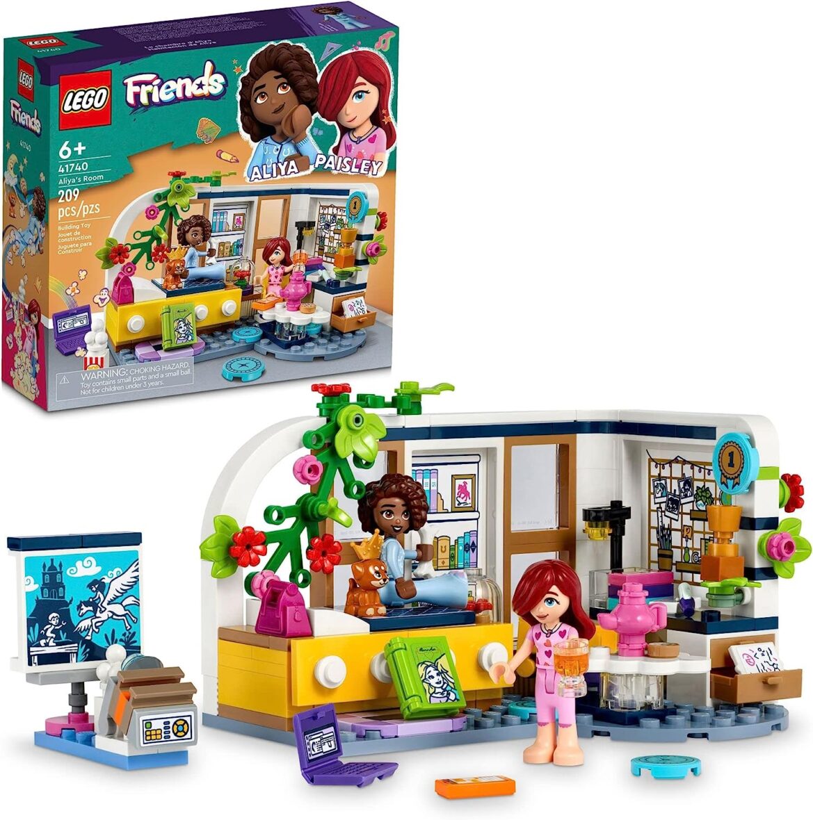 LEGO Friends Aliya’s Room Building Set 41740 Collectible Toy Set, Pretend Play Mini Sleepover Party Bedroom Playse
