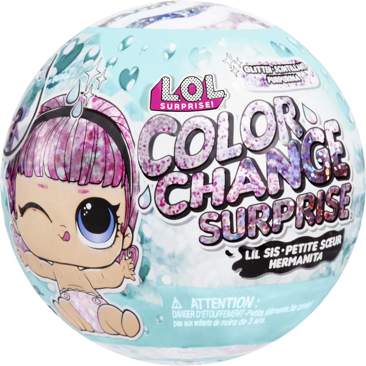 LOL Surprise Glitter Color Change Dolls with 7 Surprises Including Including Outfit, Accessories, Color Change Ball
