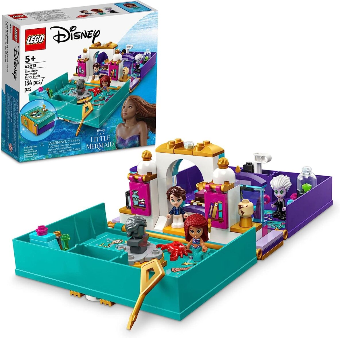LEGO Disney The Little Mermaid Story Book 43213 Fun Playset with Ariel, Prince Eric, and Ursula Micro-Doll