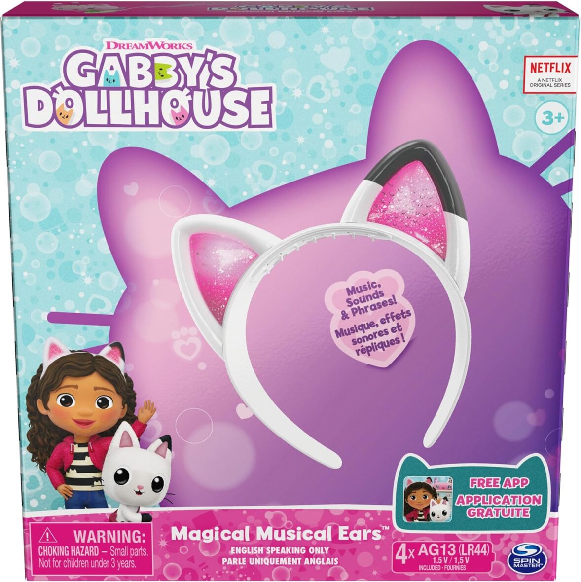Gabby’s Dollhouse, Magical Musical Cat Ears, Kids Costume with Lights, Music, Sounds & Phrases