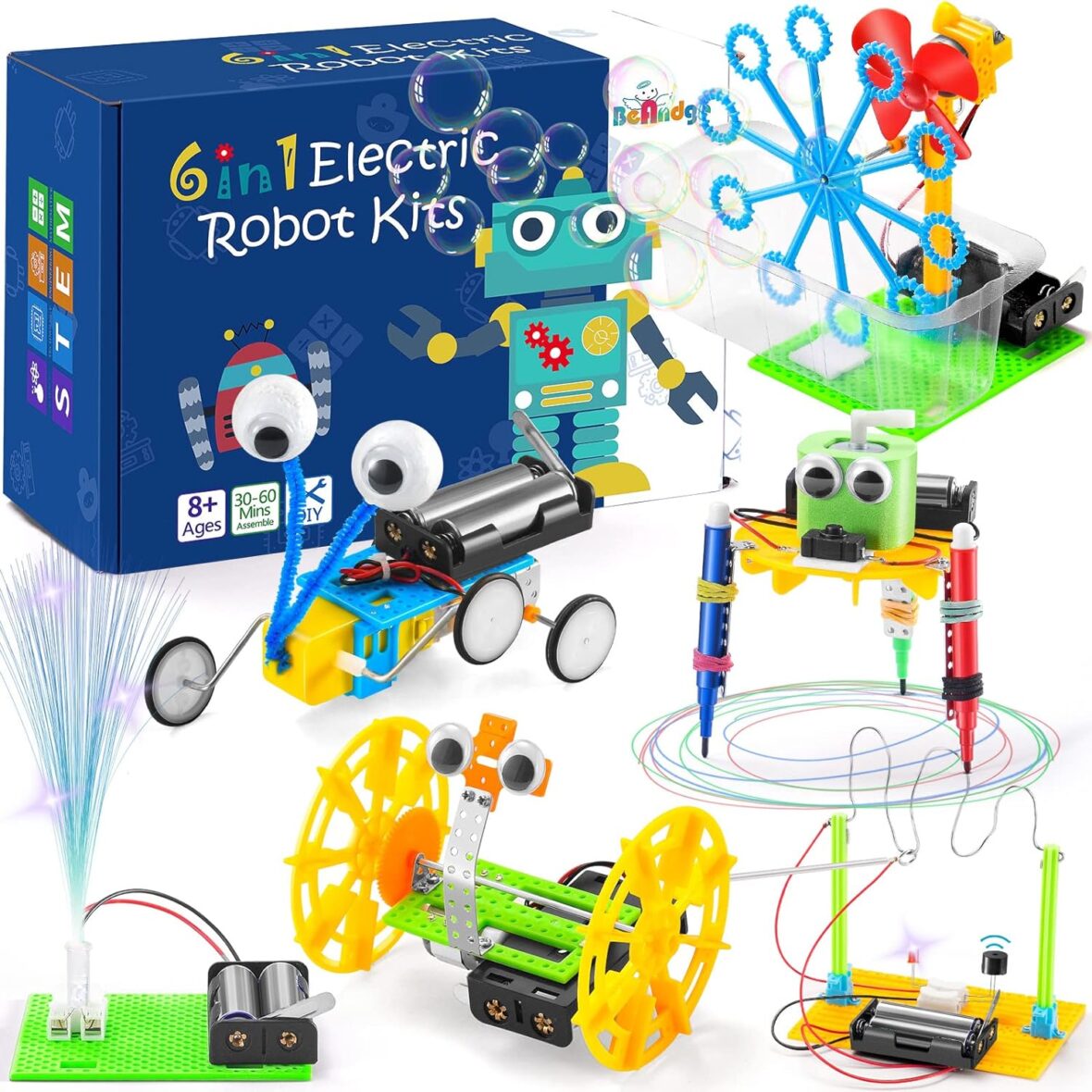 STEM Robotics Kit, 6 Set Electronic Science Projects Experiments for Kids Ages 8-12 6-8, STEM Toys for Boys, DIY Engineering Build Robot Building Kits