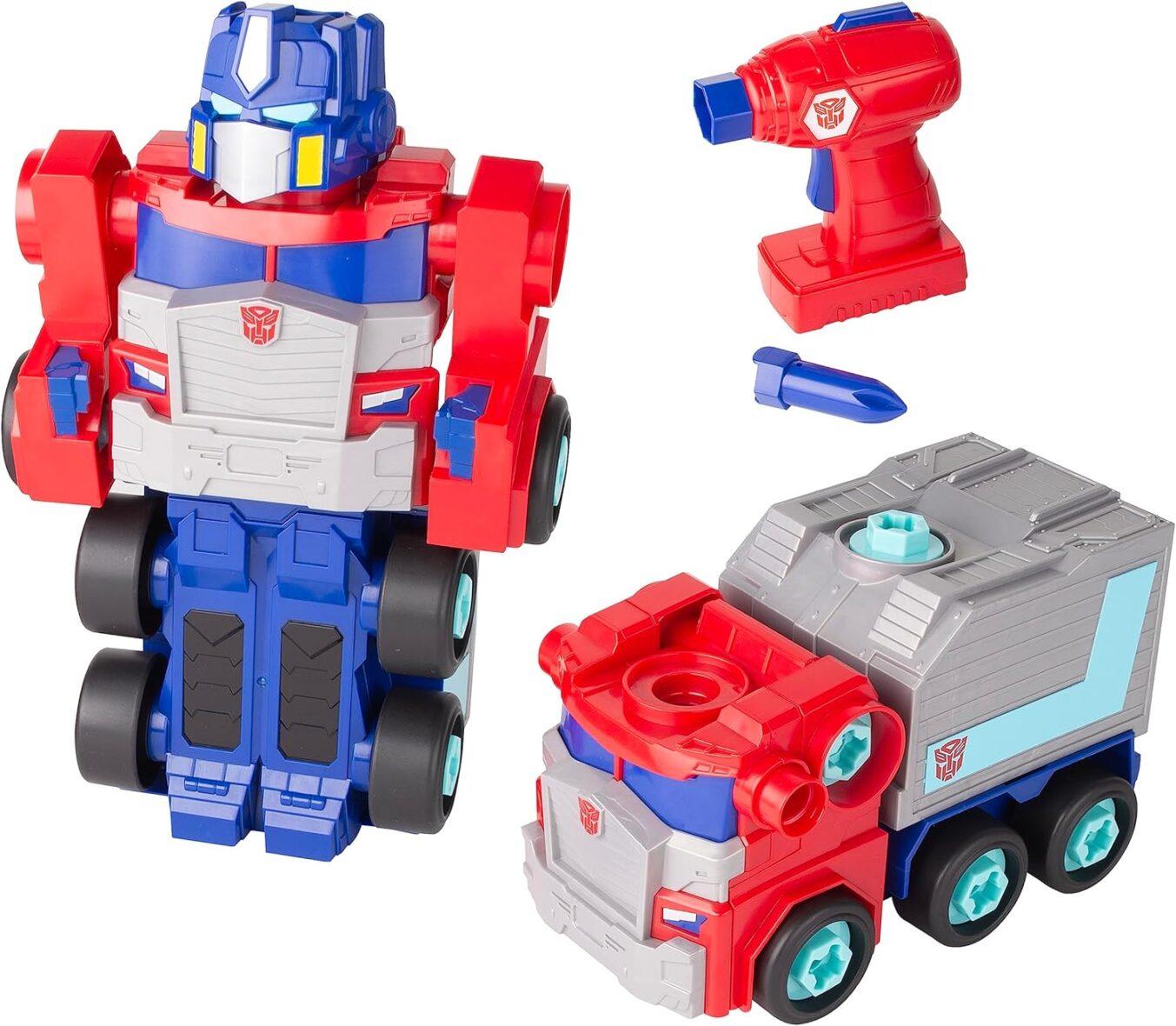 BUILD-A-BUDDY Transformers Optimus Prime Building Toys – STEM Toys Including Toy Electric Drill and AA Batteries – Transformers Toys