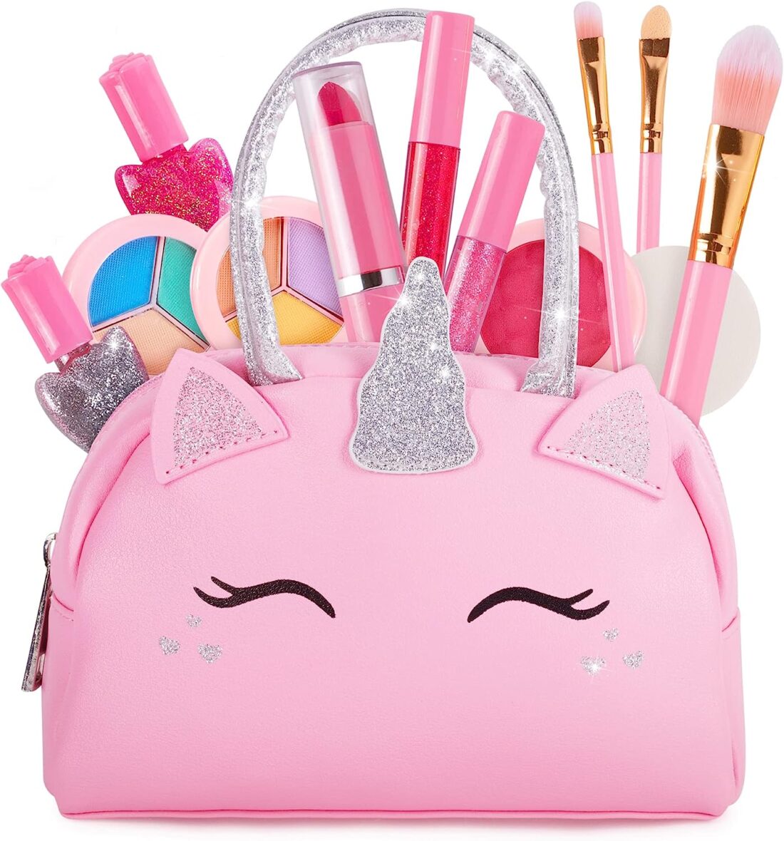 Kids Real Makeup Kit for Little Girls: with Pink Unicorn Purse – Real, Non Toxic, Washable Make Up Toy