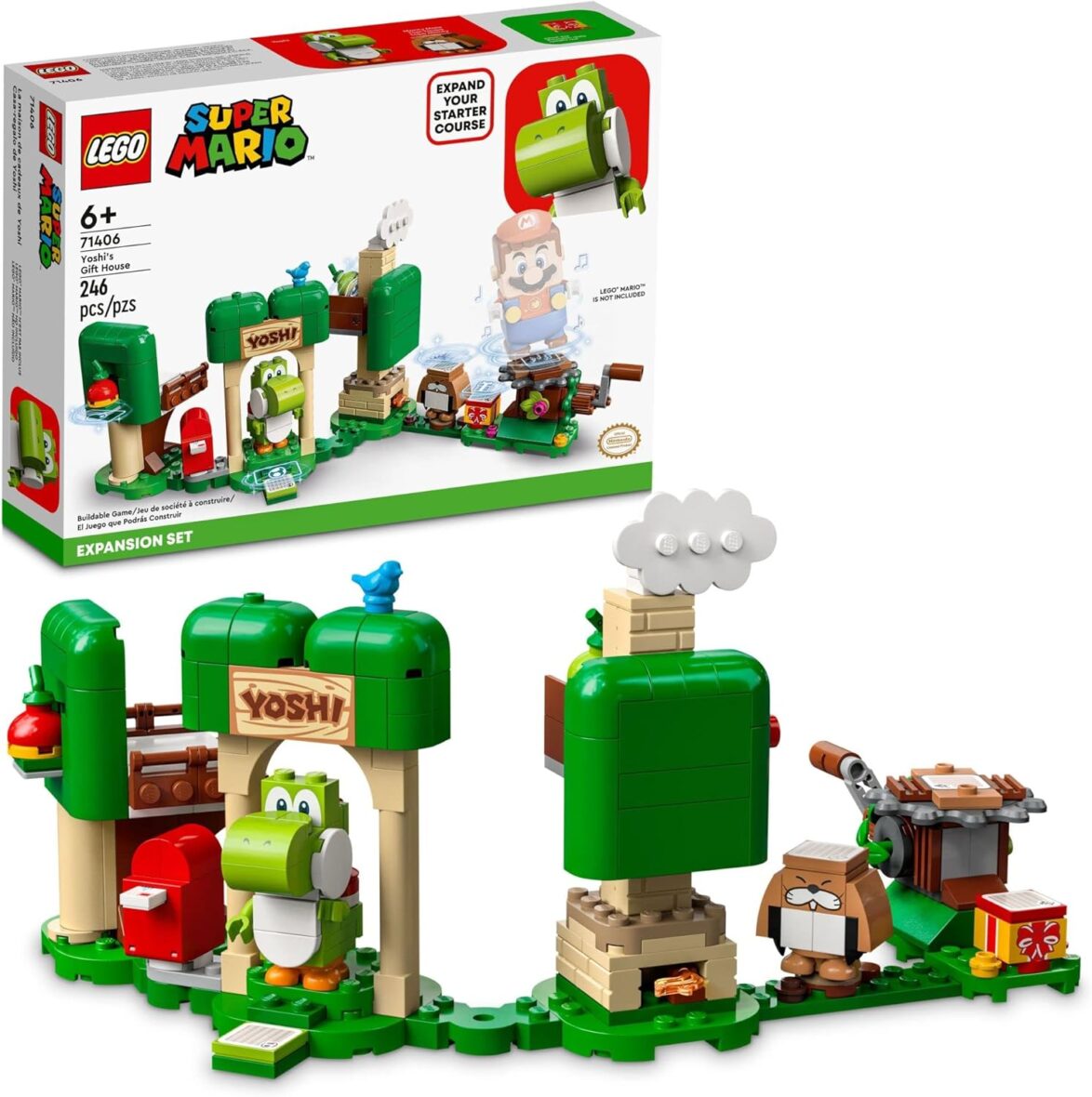 LEGO Super Mario Yoshi’s Gift House Expansion Building Toy Set 71406 – Featuring Iconic Yoshi and Monty Mole Figures, Great Gift for Boys, Girls, Kids, or Fans of the Games and Movie Ages 6+