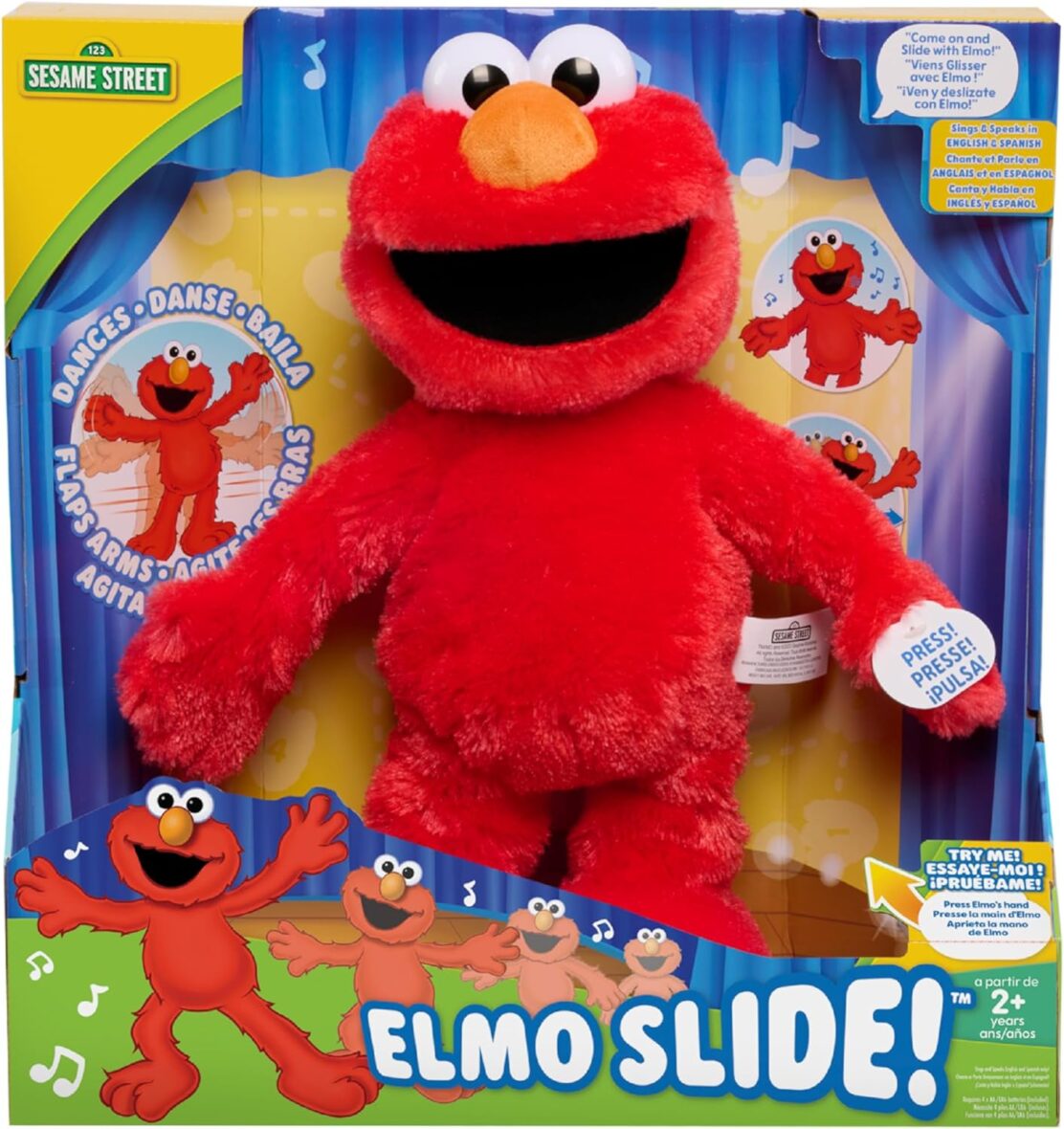 Sesame Street Elmo Slide Singing and Dancing 14-inch Plush, Officially Licensed Kids Toy