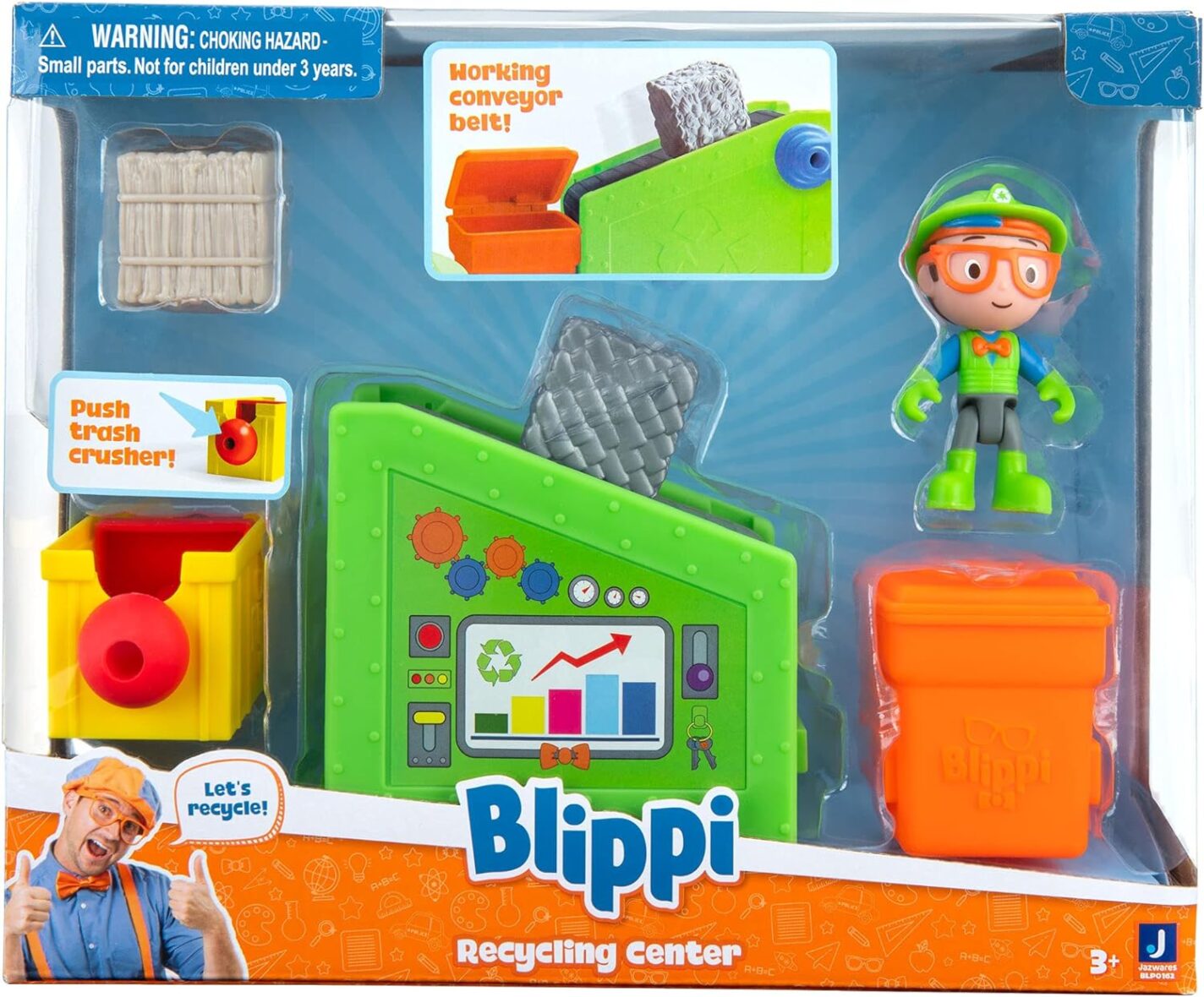 Blippi Little Adventures Playset Recycling Center – Explore, Includes One 3-Inch Figure Accessories – Educational Vehicles for Toddlers and Young Kids