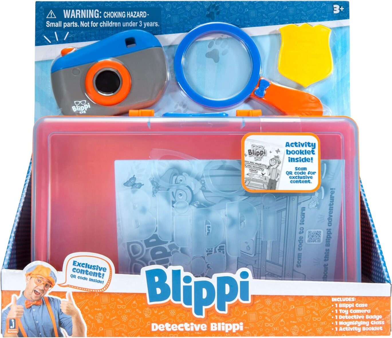 Blippi Detective Roleplay Set – Carry Case, Camera, Personalized Yellow Badge, Magnifying Glass, Activity Sheets for Ultimate Toddler and Young Child Mystery Adventure – Exclusive Content Included