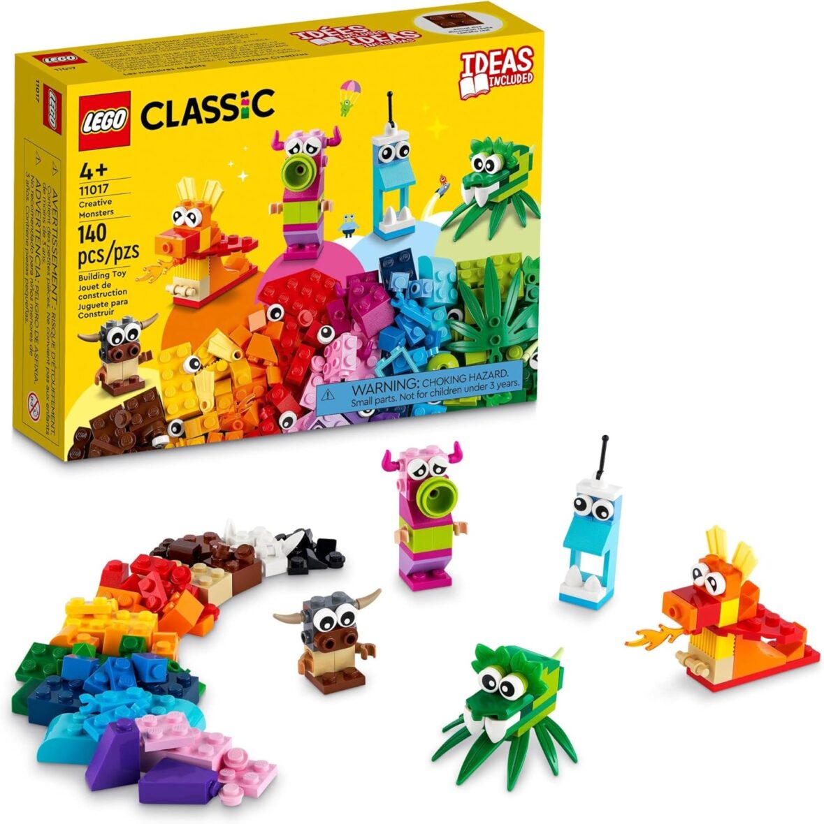 LEGO Classic Creative Monsters 11017 Building Toy Set, Includes 5 Monster Toy Mini Build Ideas to Inspire Creative Play for Kids Ages 4 and Up