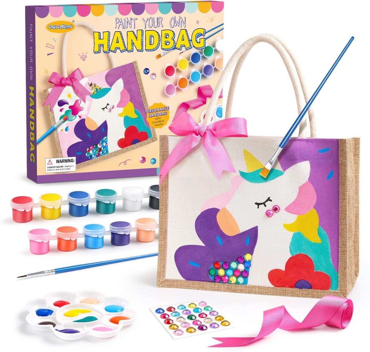Drama Planet Painting Kit, Paint Your Own Handbag, Arts and Crafts for Girls, Art Activities & DIY Personalized Handbag