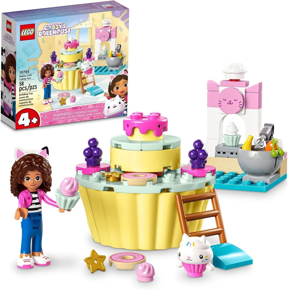 LEGO Gabby’s Dollhouse Bakey with Cakey Fun 10785 Building Toy Set for Fans of The DreamWorks Animation Series, Pretend Play Kitchen, Oven and Giant Cupcake to Decorate, Gift for 4+ Year Olds