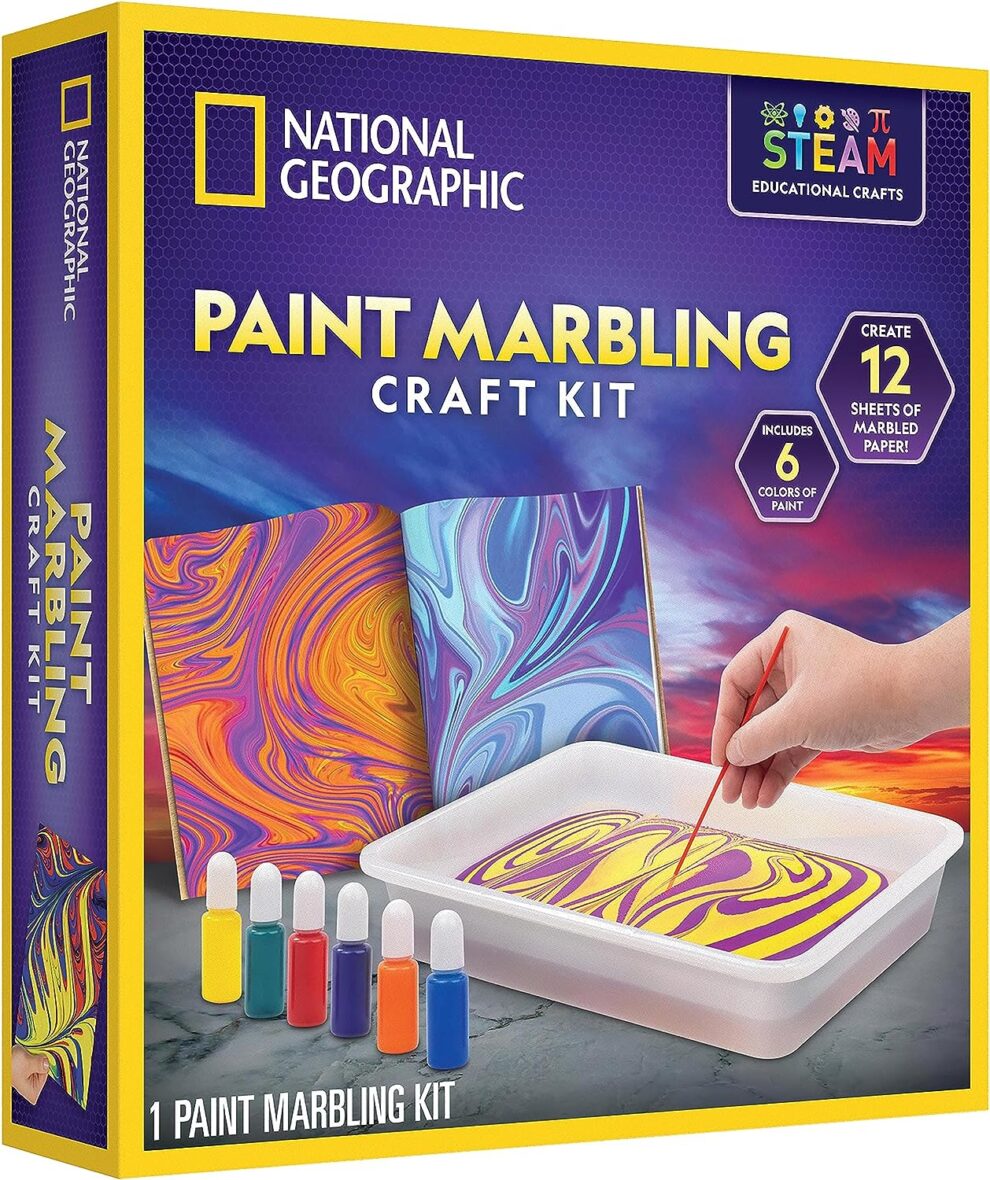 NATIONAL GEOGRAPHIC Paint Marbling Arts & Crafts Kit – Water Marbling Paint Art Kit for Kids