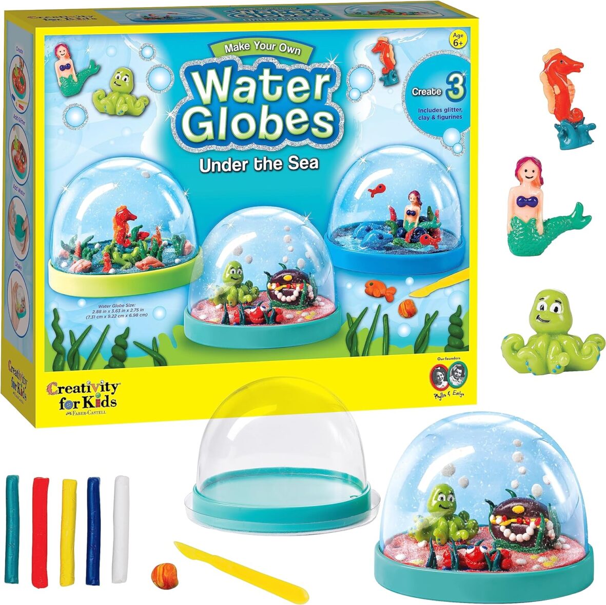 Creativity for Kids Make Your Own Under the Sea Water Globes – Make 3 DIY Snow Globes, Arts and Crafts