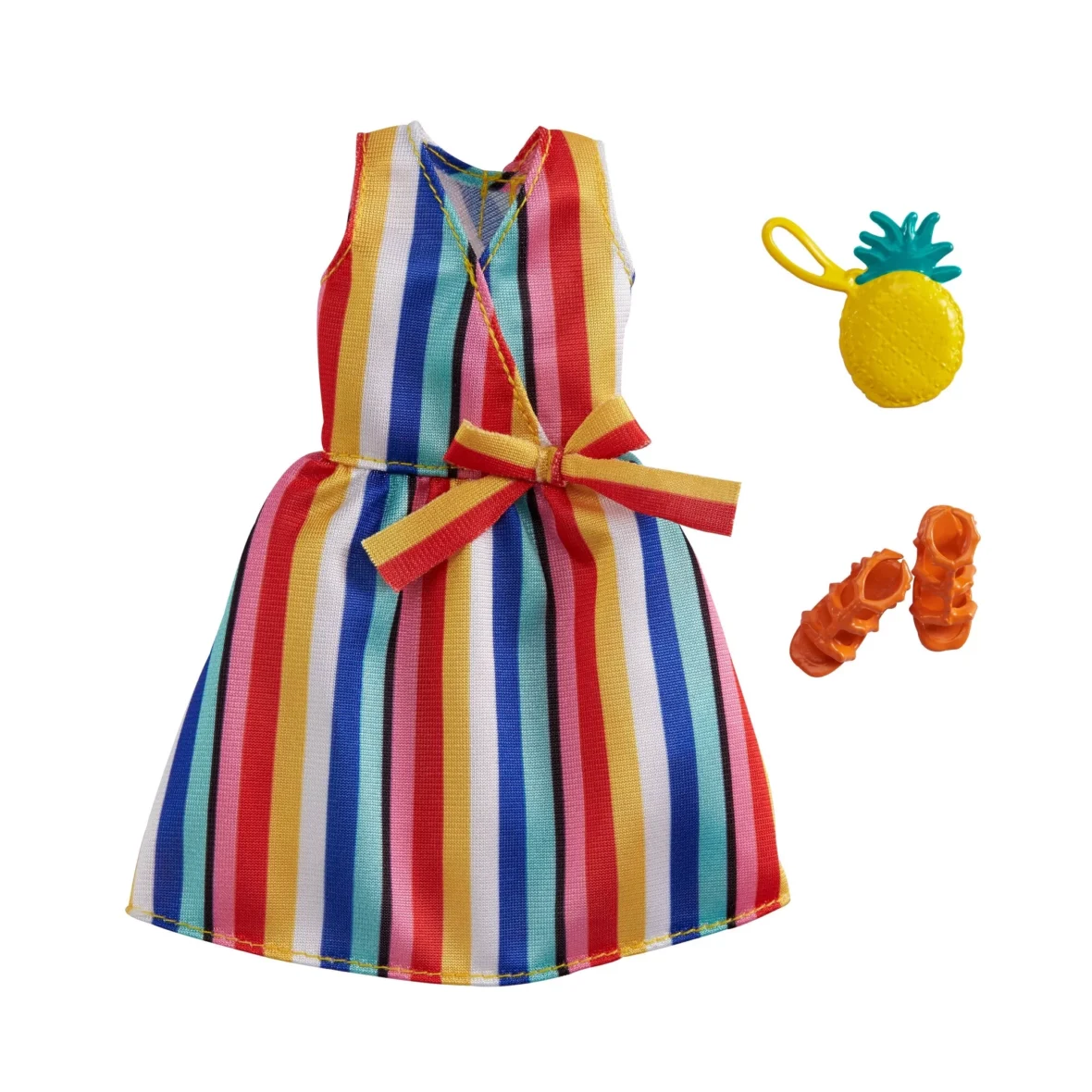 Barbie Doll Clothes: Striped Dress & 2 Accessories