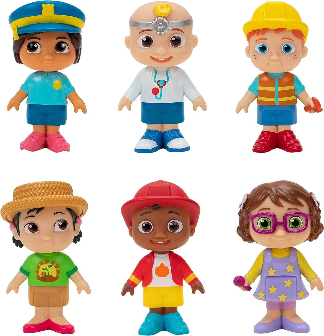 Cocomelon Career Friends 6 Figure Pack – Includes JJ, Nico, Cody, Nina, Bella and CeCe in Career Outfits – Toys for Kids and Preschoolers