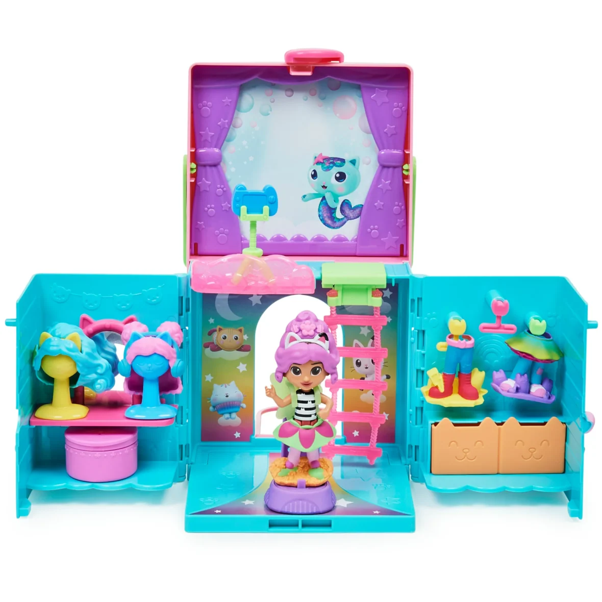 Gabby’s Dollhouse, Rainbow Closet Portable Playset with a Gabby Doll