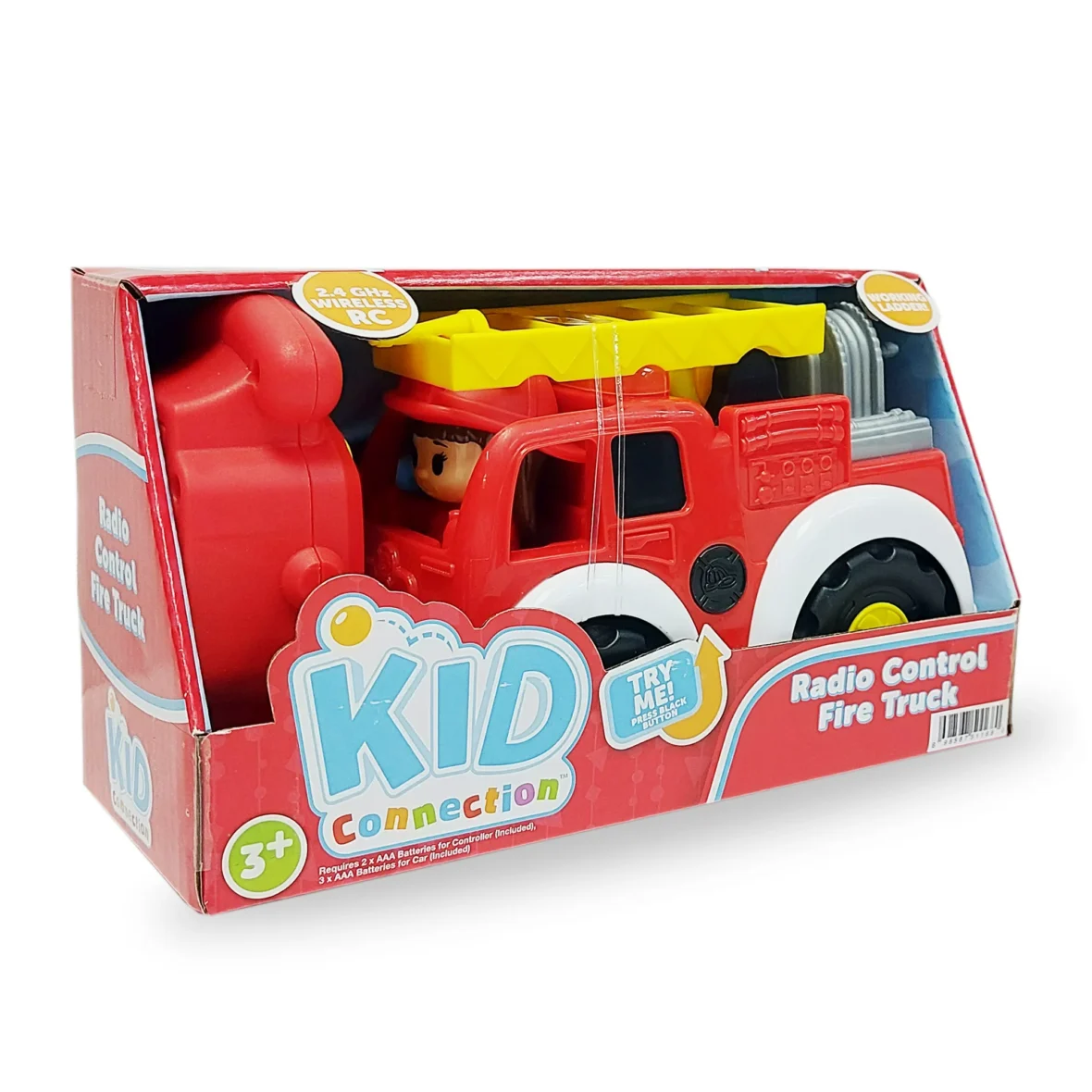 Kid Connection RC Fire Truck with Lights and Firefighter Figure, 2.4G