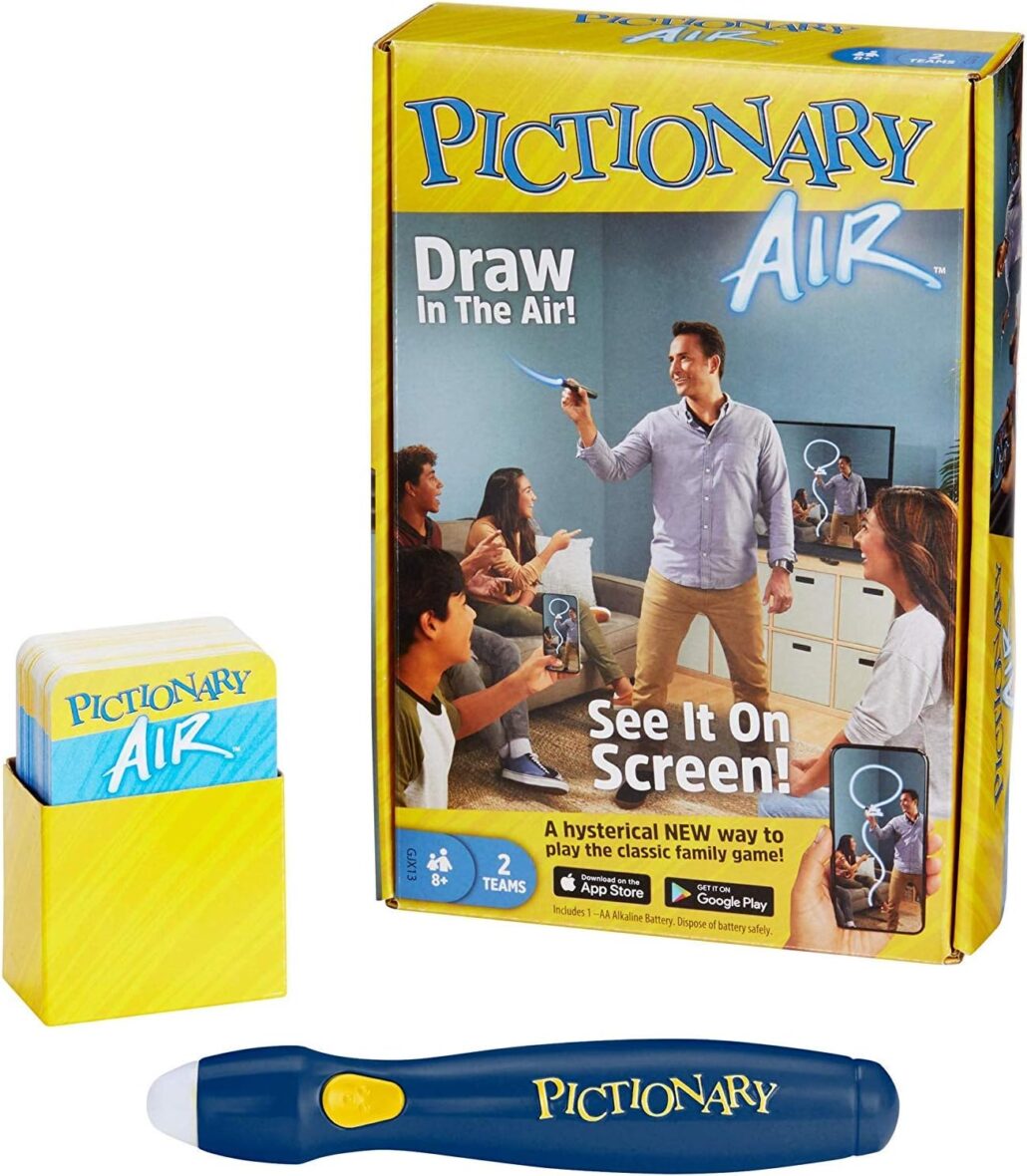 Mattel Games Pictionary Air Drawing Game, Family Game with Light-up Pen and Clue Cards, Links to Smart Devices, Makes a Great Toy for 8 Year Olds and up