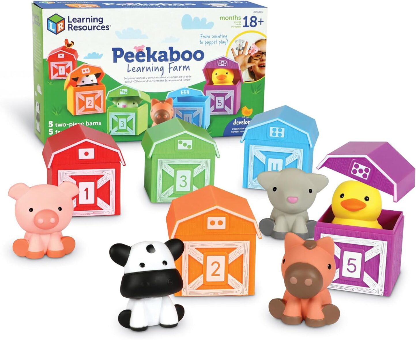 Learning Resources Peekaboo Learning Farm – 10 Pieces, Ages 18+ months Toddler Learning Toys, Counting and Sorting Toys, Farm Animals Toys Ms Rachel toy