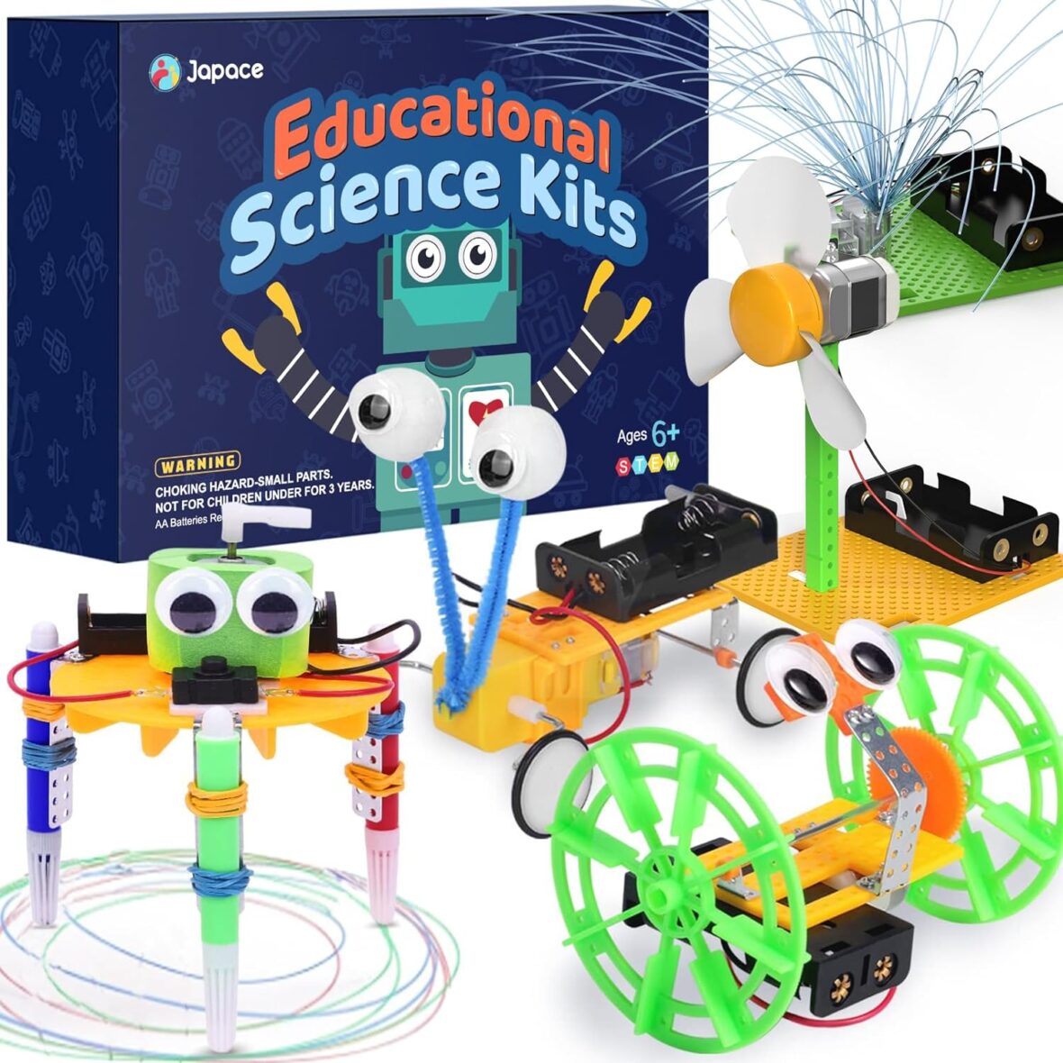 Japace Science Experiments for Kids 6-8 | 5 Sets STEM Projects for Kids Ages 8-12 | DIY Building STEM Toys | Robotics Kit for Birthday & Christmas | Gifts for 6 Year Old Boys