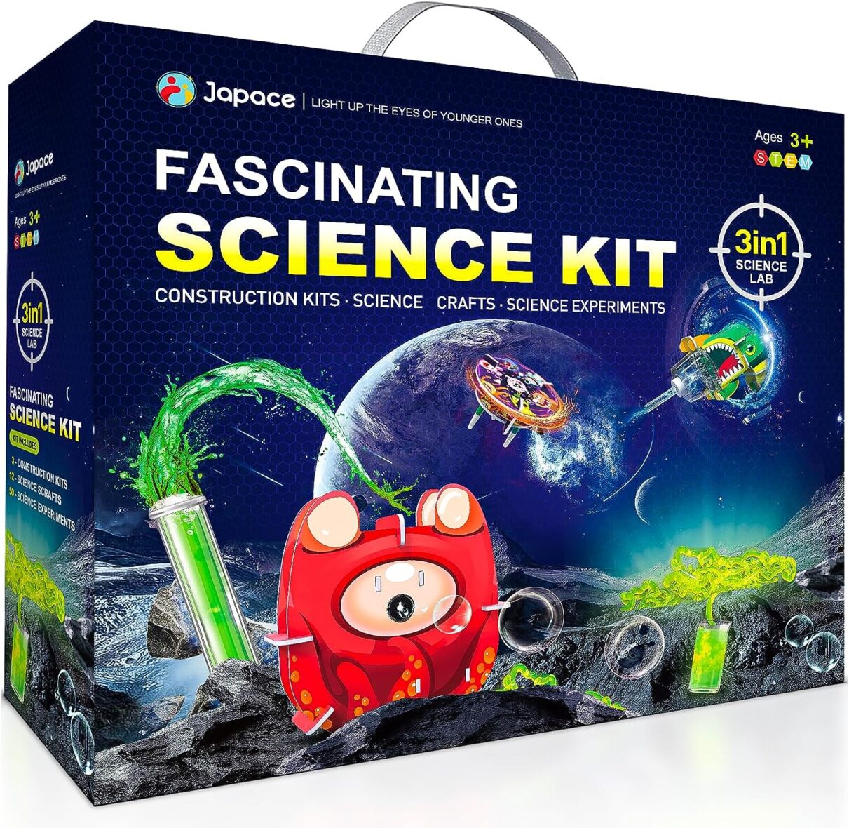 Japace Science Kits for Kids Age 4-6-8, Science Experiments & DIY Motorized Building Kits STEM Toys Chemistry Set for Kids Birthday Gift Ideas for Boys Girls Experiments Enthusiastics