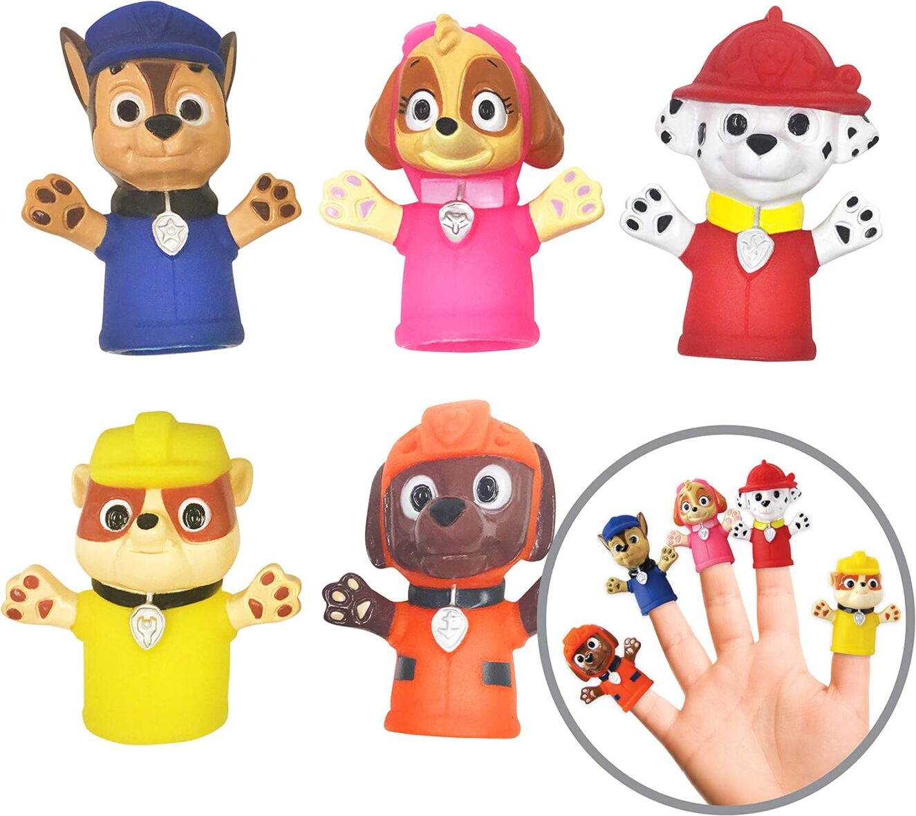ickelodeon PAW Patrol Bath Finger Puppets, 7 Pc – Party Favors, Educational, Bath Toys, Floating Pool Toys, Beach Toys, Finger Toys, Story Time, Playtime