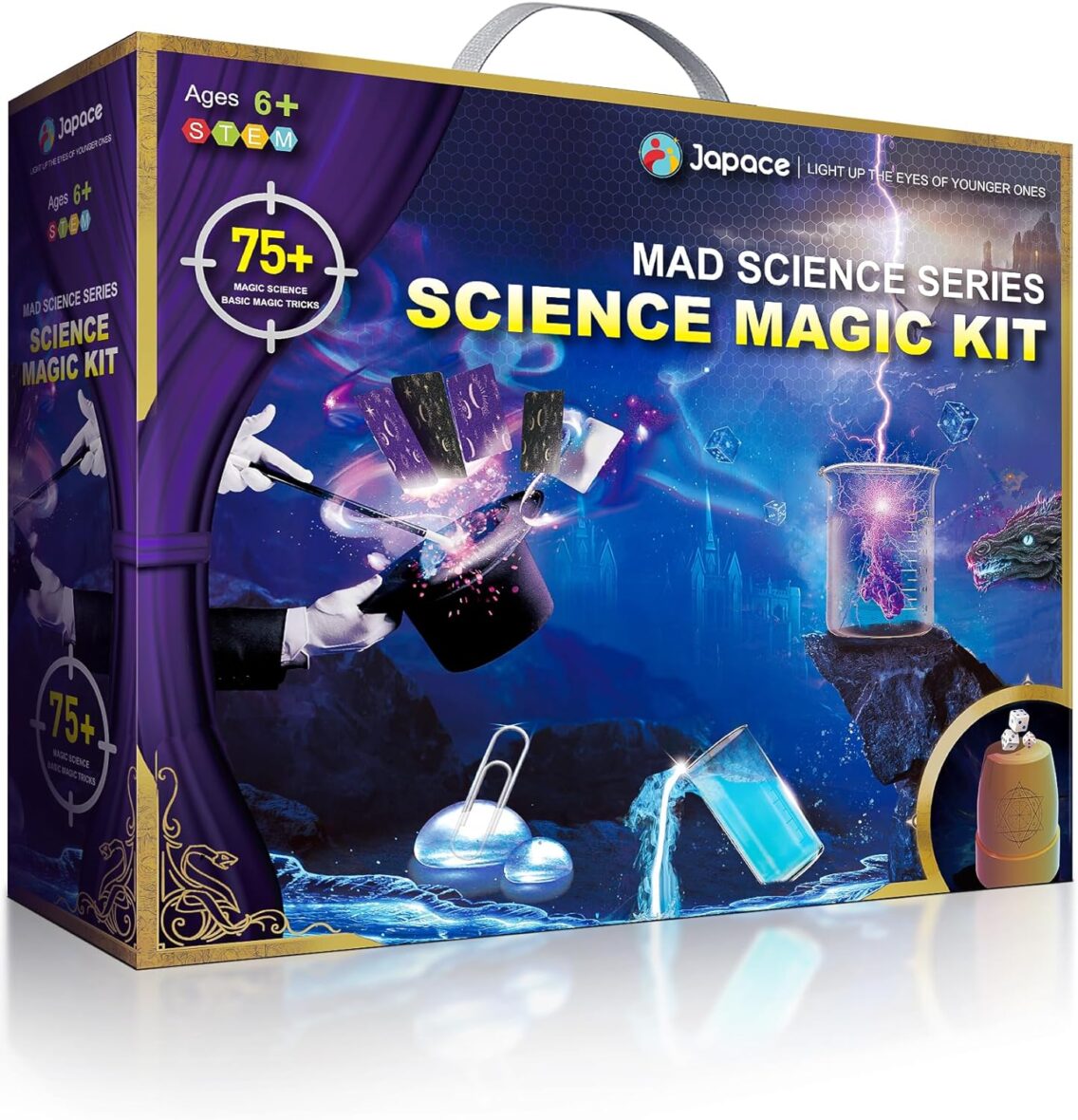 Japace Magic Kit & Science Kits for Kids Age 6-8-10-12, 8 Beginner Magic Tricks & 69 Science Experiments STEM Chemistry Sets