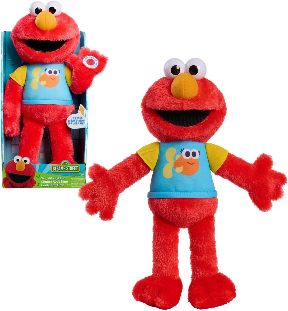 Just Play Sesame Street 13-inch Sing-Along Plush Elmo with Lights and Sounds,