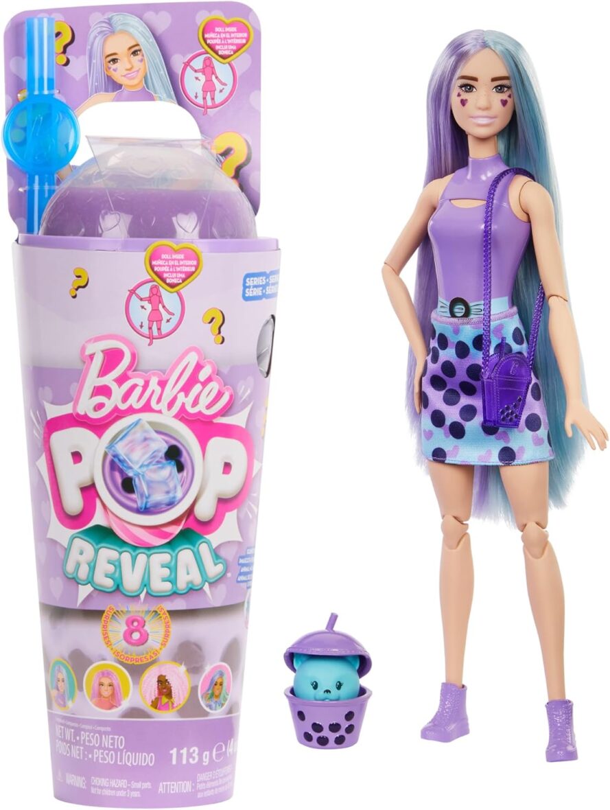 Barbie Pop Reveal Doll & Accessories, Taro Milk Bubble Tea Series with Fashion Doll & Pet