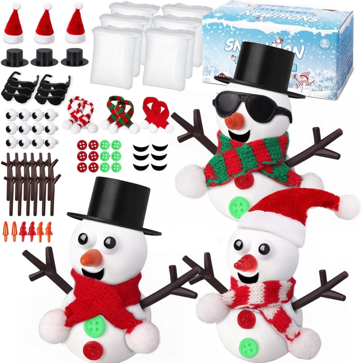 6 Pack Christmas Crafts for Kids,Build a Snowman Kit