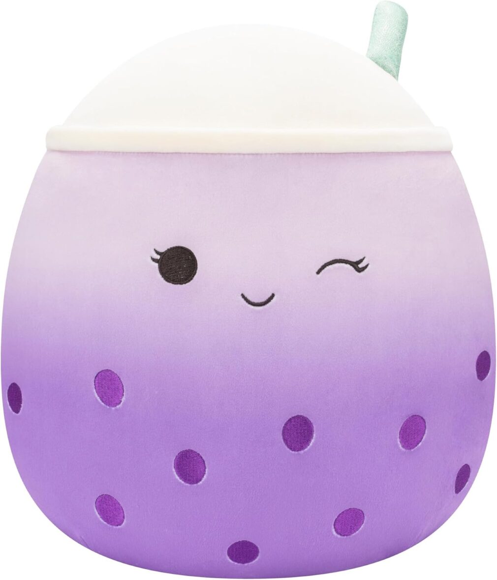 Squishmallows Original 12-Inch Poplina Purple Boba Tea With Blue Straw – Official Jazwares Plush