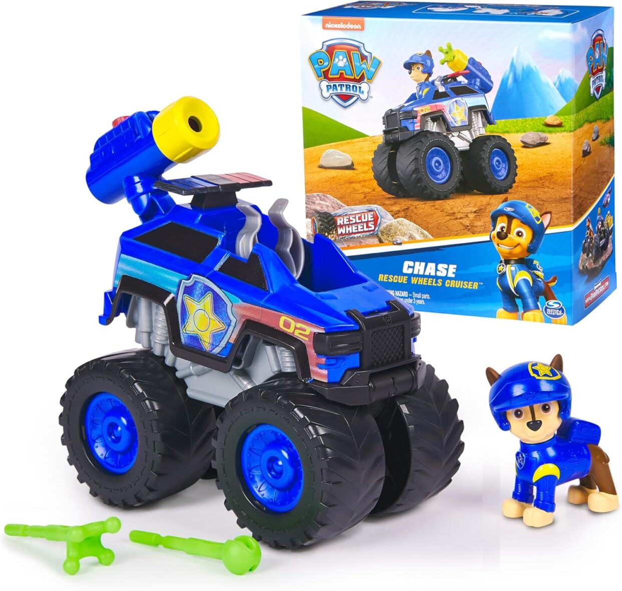 Paw Patrol: Rescue Wheels Chase’s Cruiser, Toy Truck with Projectile Launcher and Collectible Action Figure