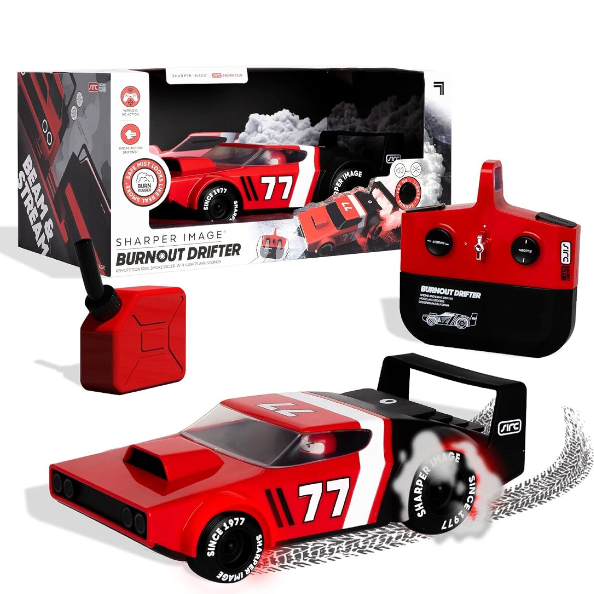 SHARPER IMAGE Night Riders Wireless Remote-Control Drifting Race Car with LED Lights and Smoking Tires