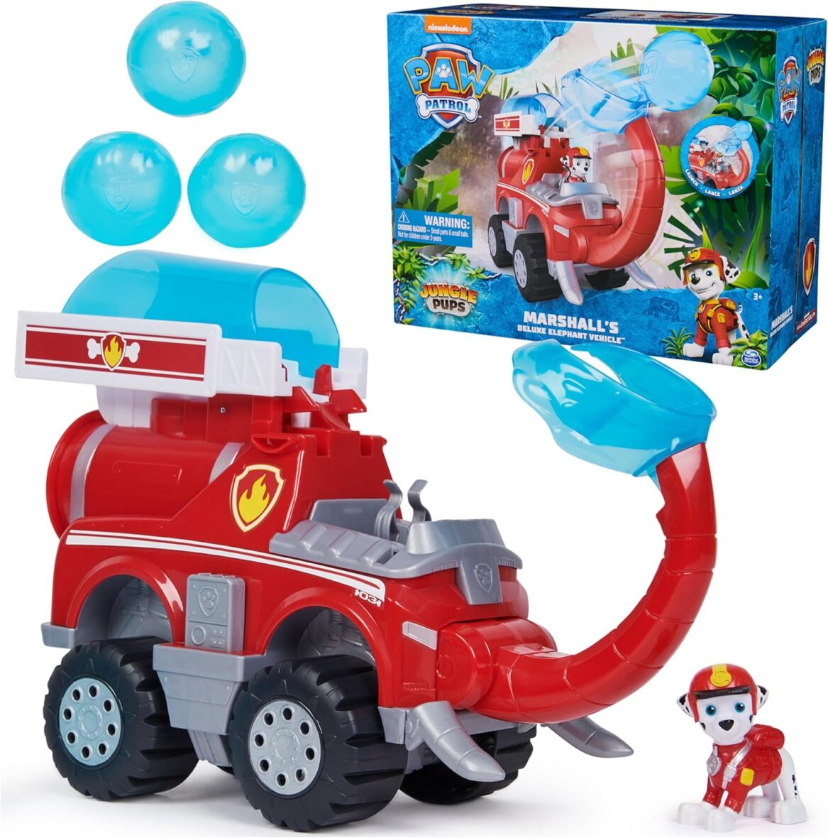 PAW Patrol Jungle Pups, Marshall Elephant Firetruck with Projectile Launcher