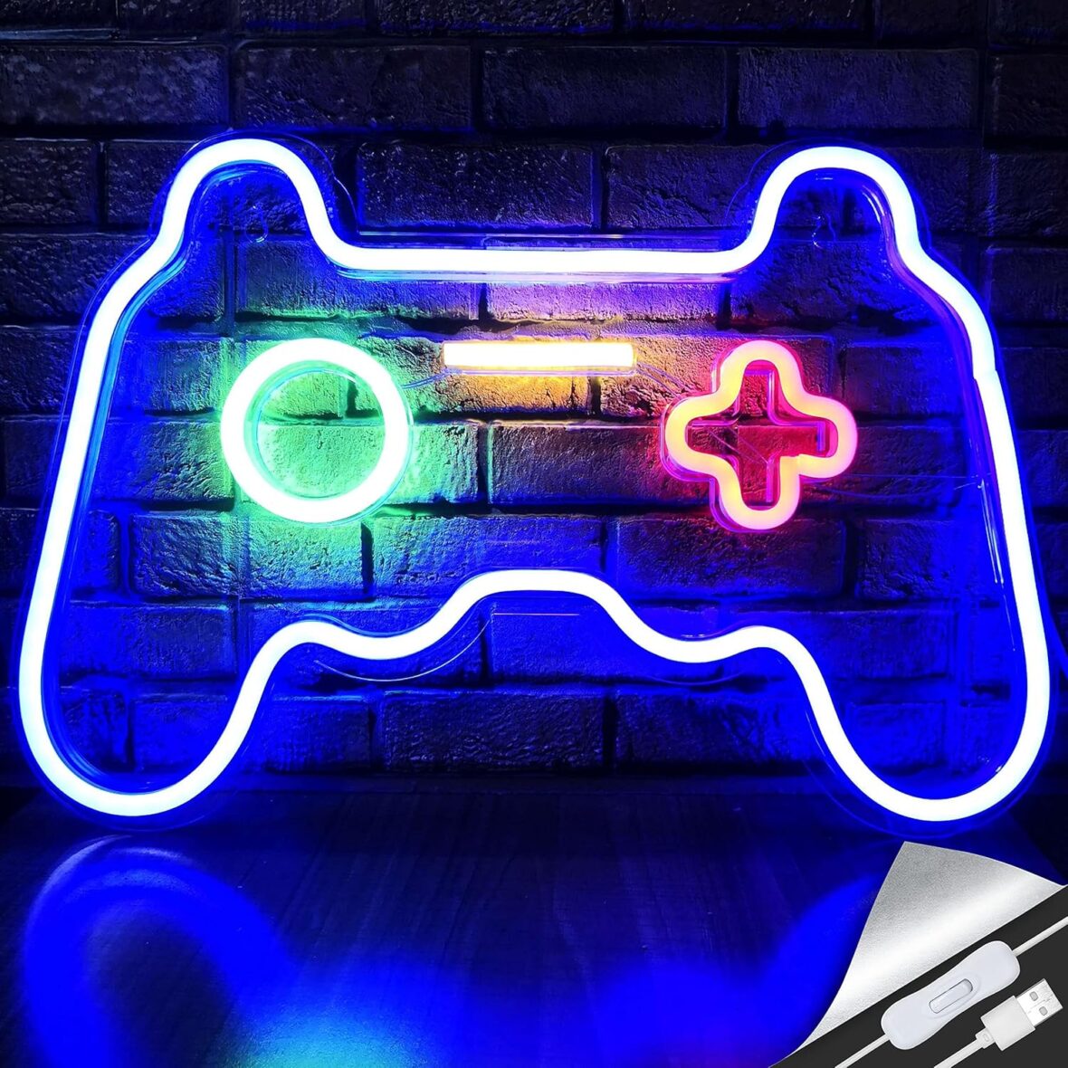 LED Neon Gaming Sign – Gamepad Shape Light for Teen Boys’ Game Rooms