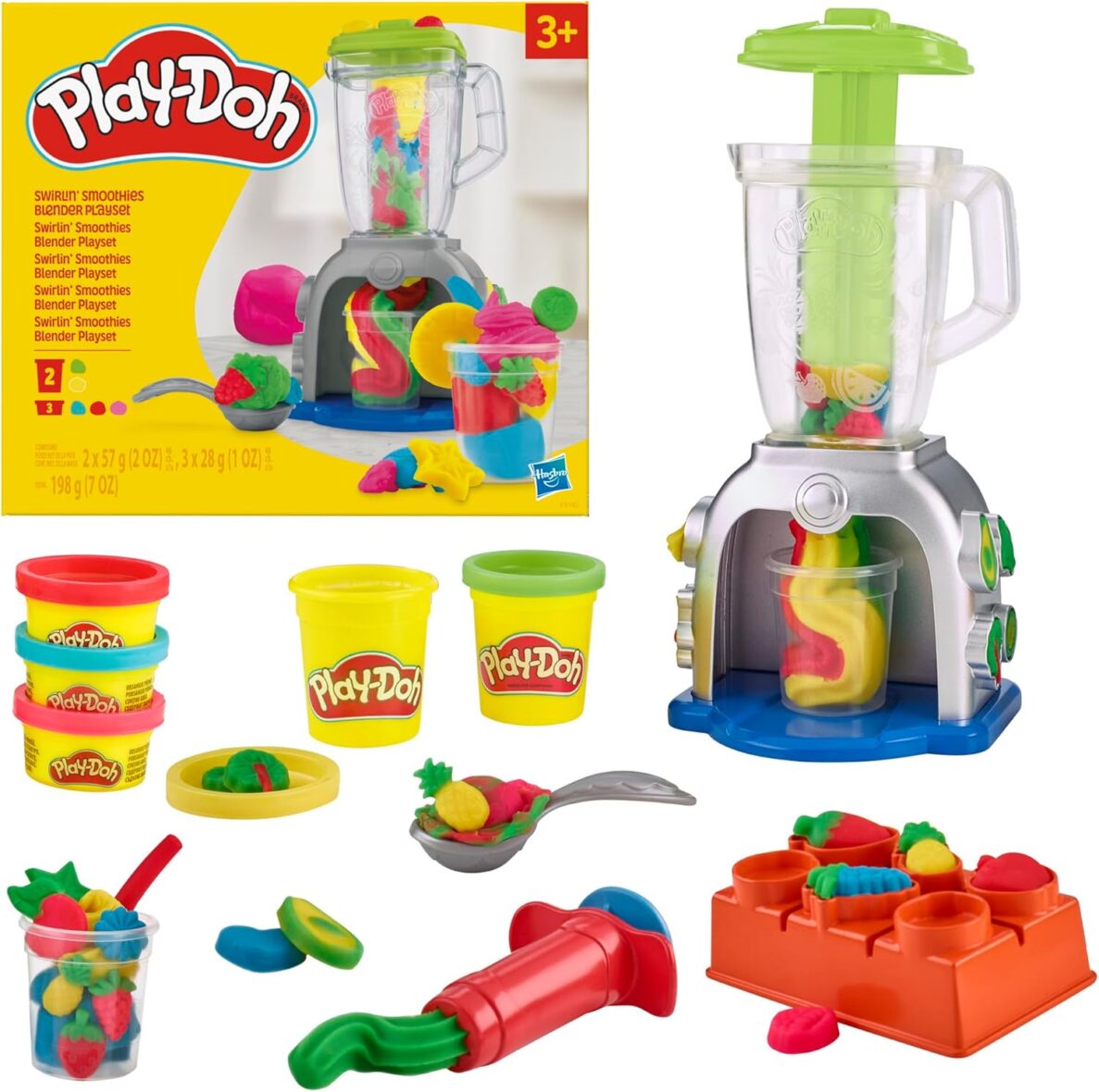 Play Doh Swirlin’ Smoothies Toy Blender Playset, Play Kitchen Appliances, Kids Arts and Crafts Toys for 3 Year Old Girls and Boys and Up