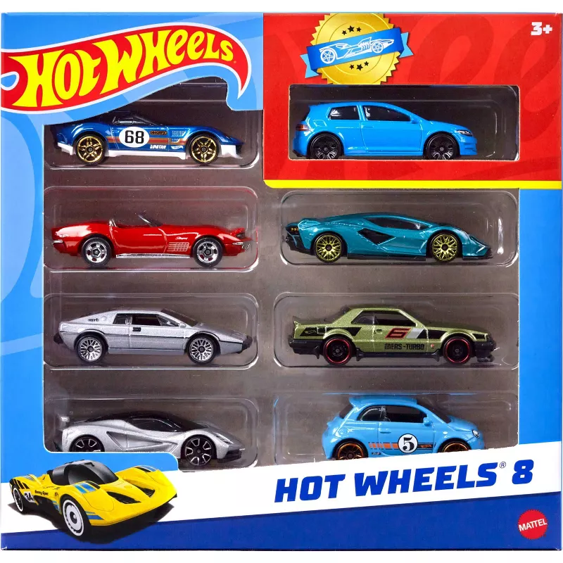 Hot Wheels Cars & Trucks Set with 1 Exclusive Car – 1:64 Scale – 8pk (Styles may vary)