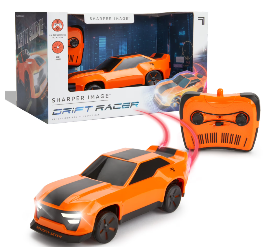 Sharper Image® Drift Racer Remote Control Muscle Car with LED Lights, 2.4 GHz Long Range, Orange
